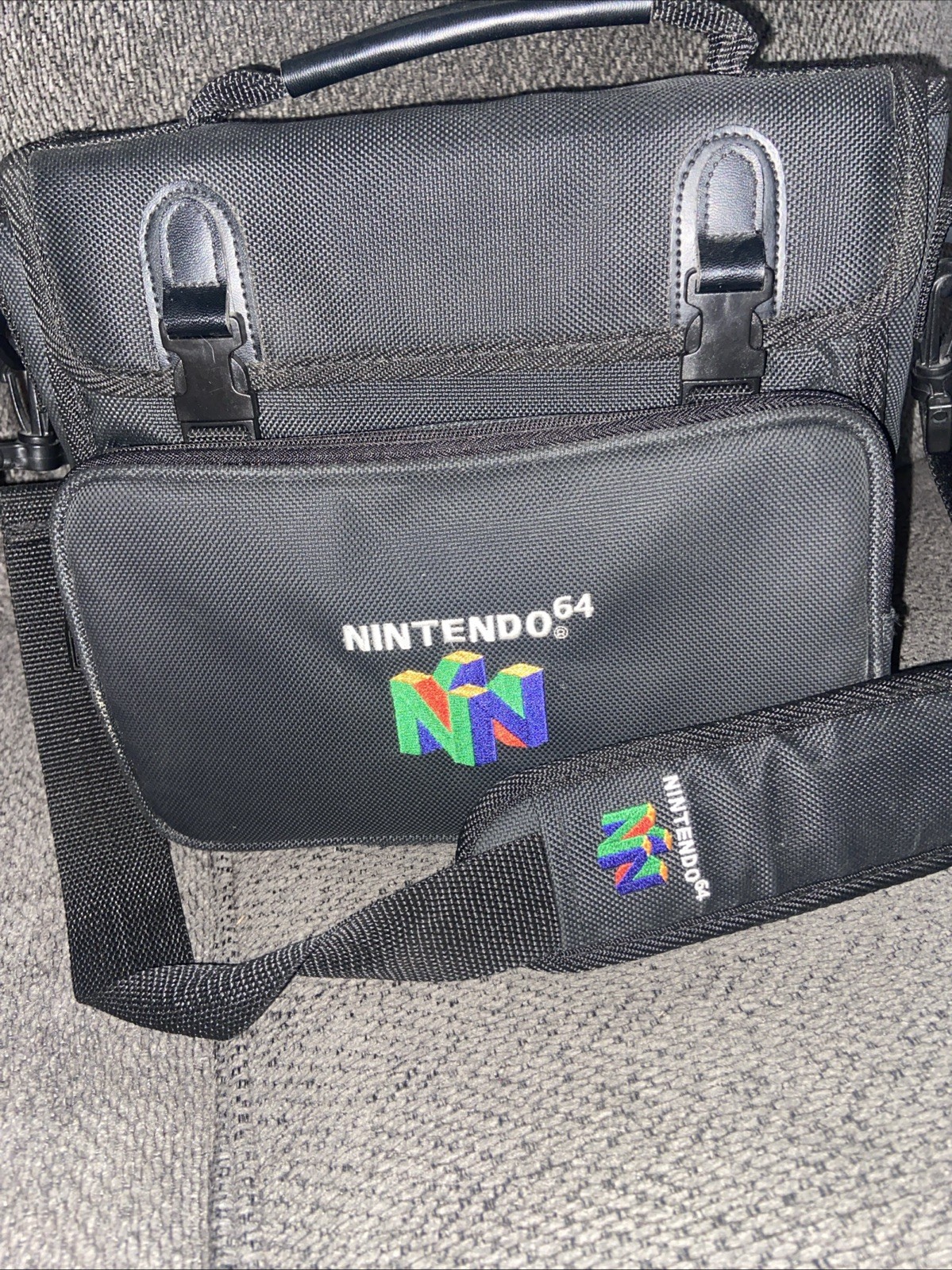 Nintendo 64 Black Nylon Padded Carrying Case with Partitions for Console & Games