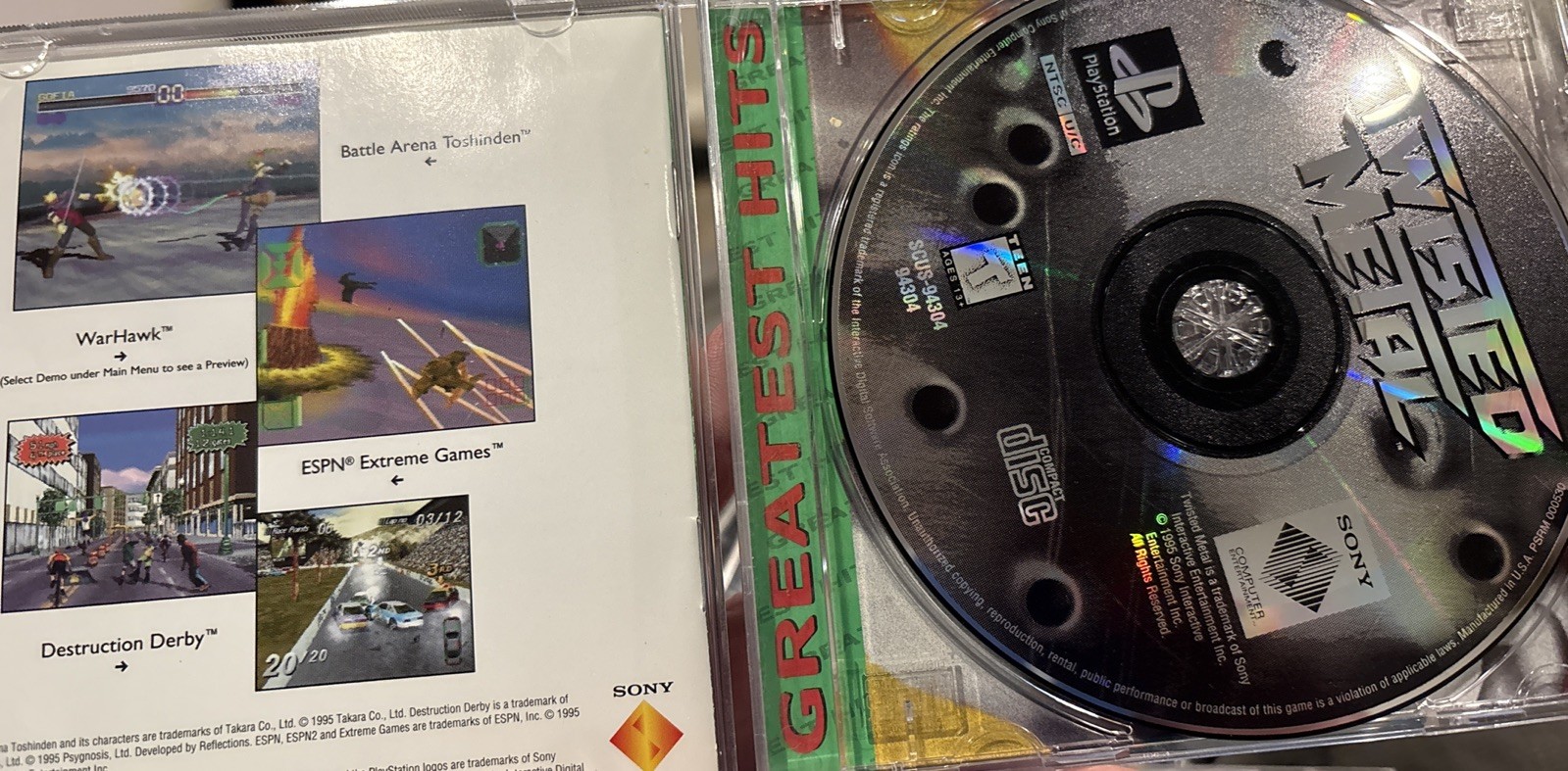 Twisted Metal Greatest Hits PS1 CIB Complete Tested Authentic Sony PlayStation