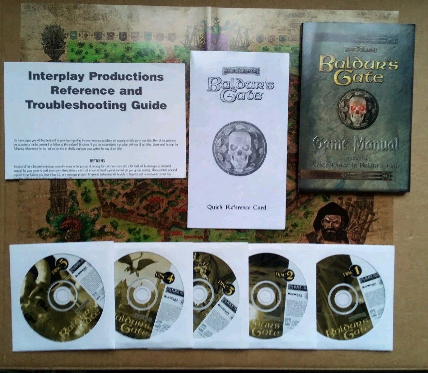 BALDUR’S GATE 1 ~1998 Interplay PC Win 95 Ed. in Big Box (5 CDs/Docs/Map) *Nice