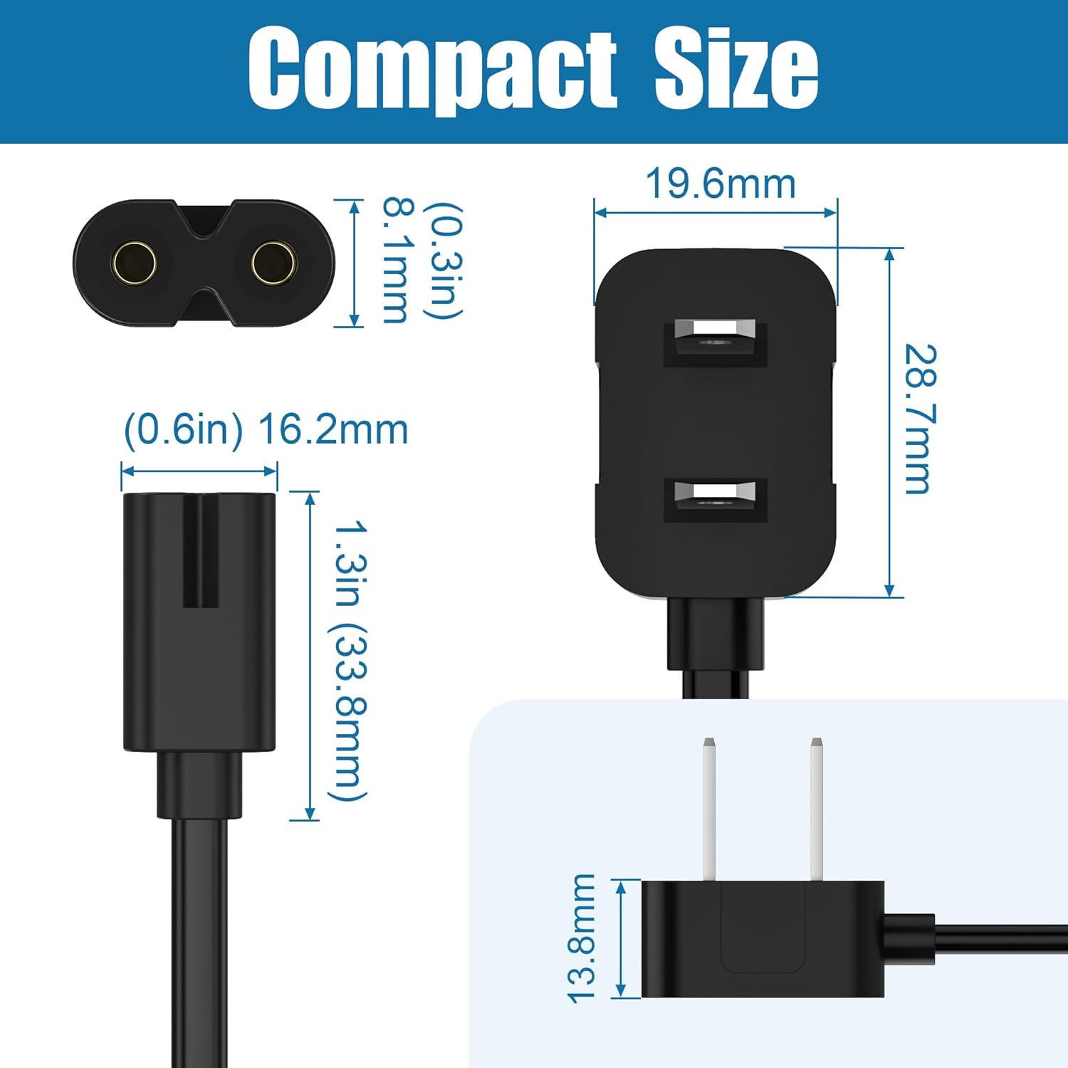 5Ft 90 Degree Power Cord for Sony PS5/PS3 Slim, Xbox Series S/X, Xbox One S/X, 2