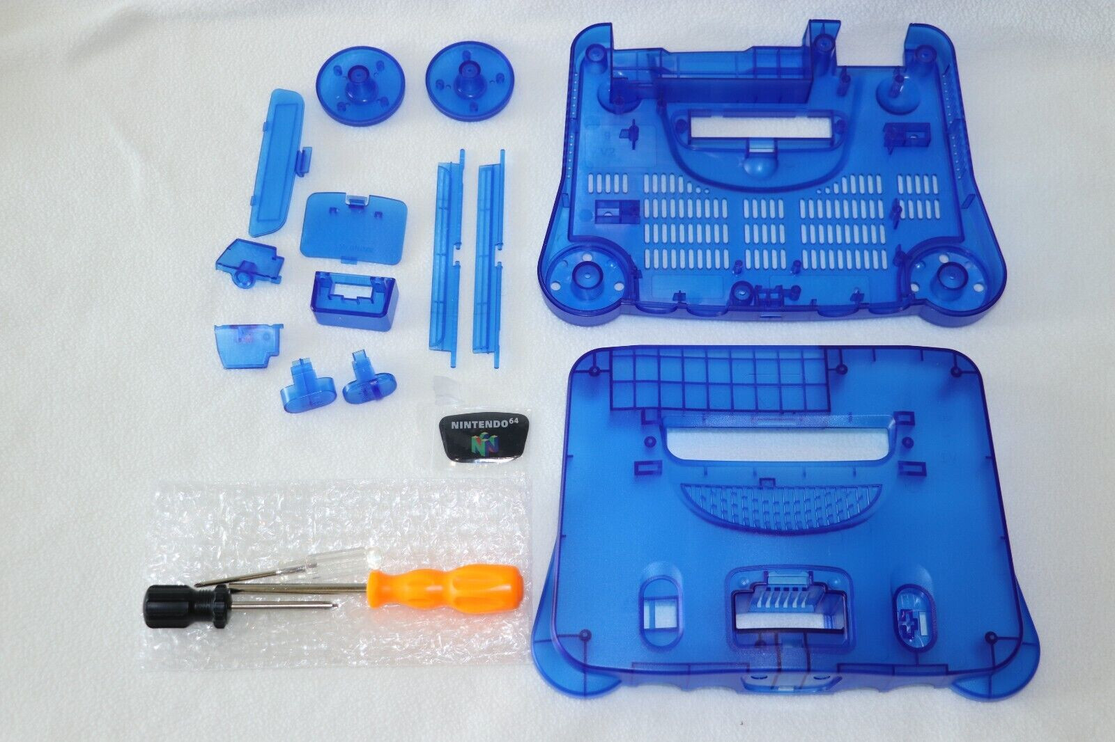 N64 Full Replacement Console Shell Housing Translucent Blue Nintendo 64