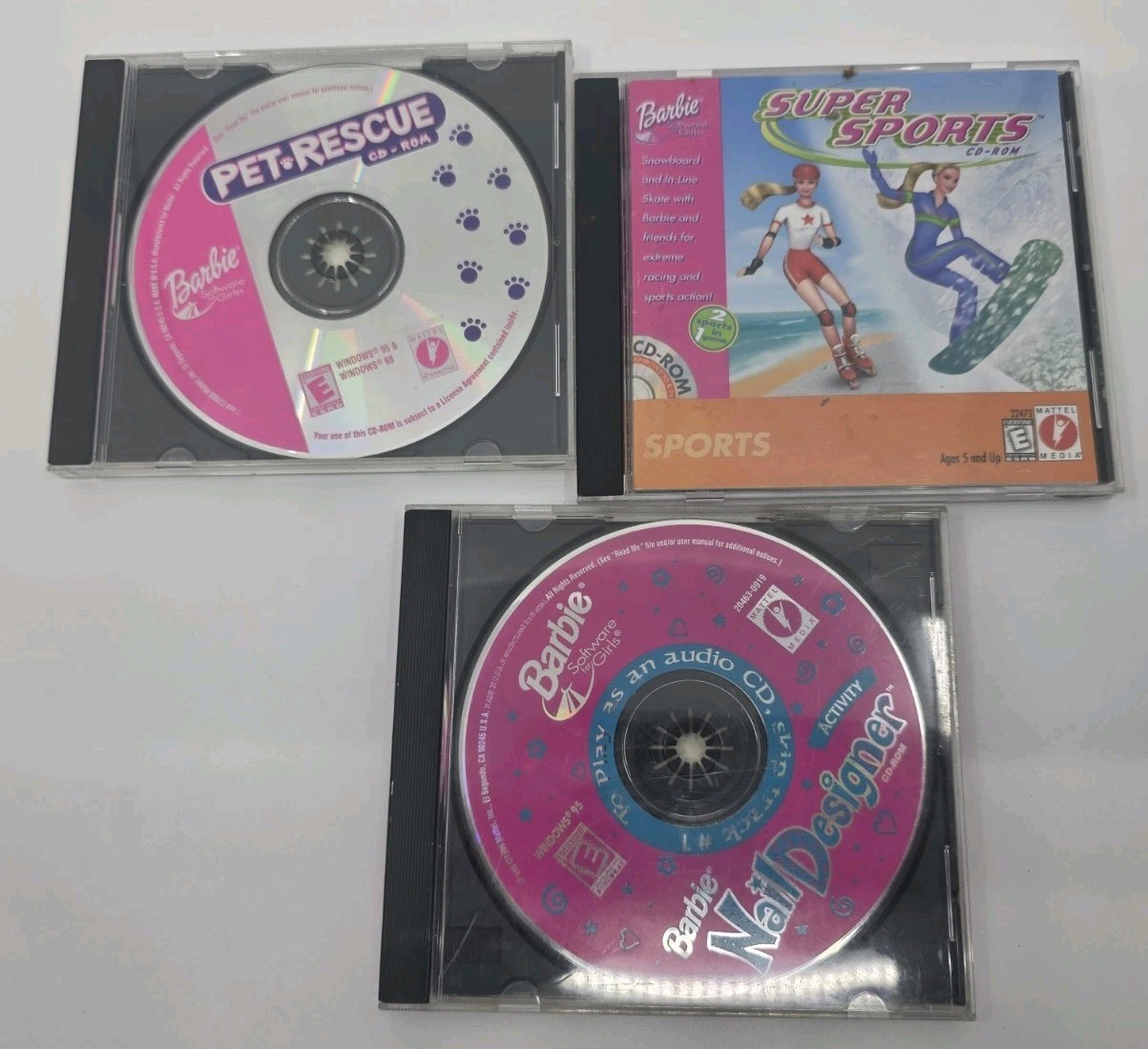 Barbie Used CD-ROM PC Lot Of 3 1990s/2000 Software