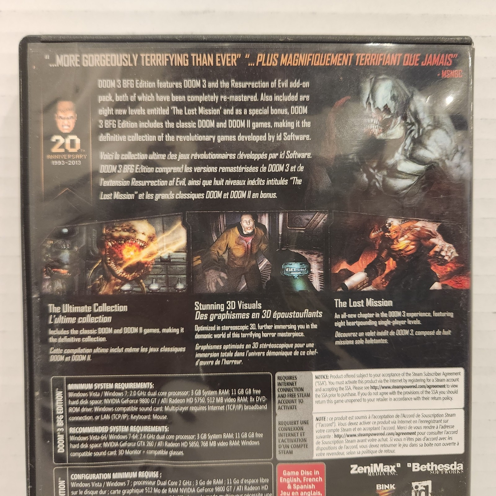 Doom 3: BFG Edition (2012, PC/DVD-ROM, Bethesda) Mature 17+ FREE SHIPPING