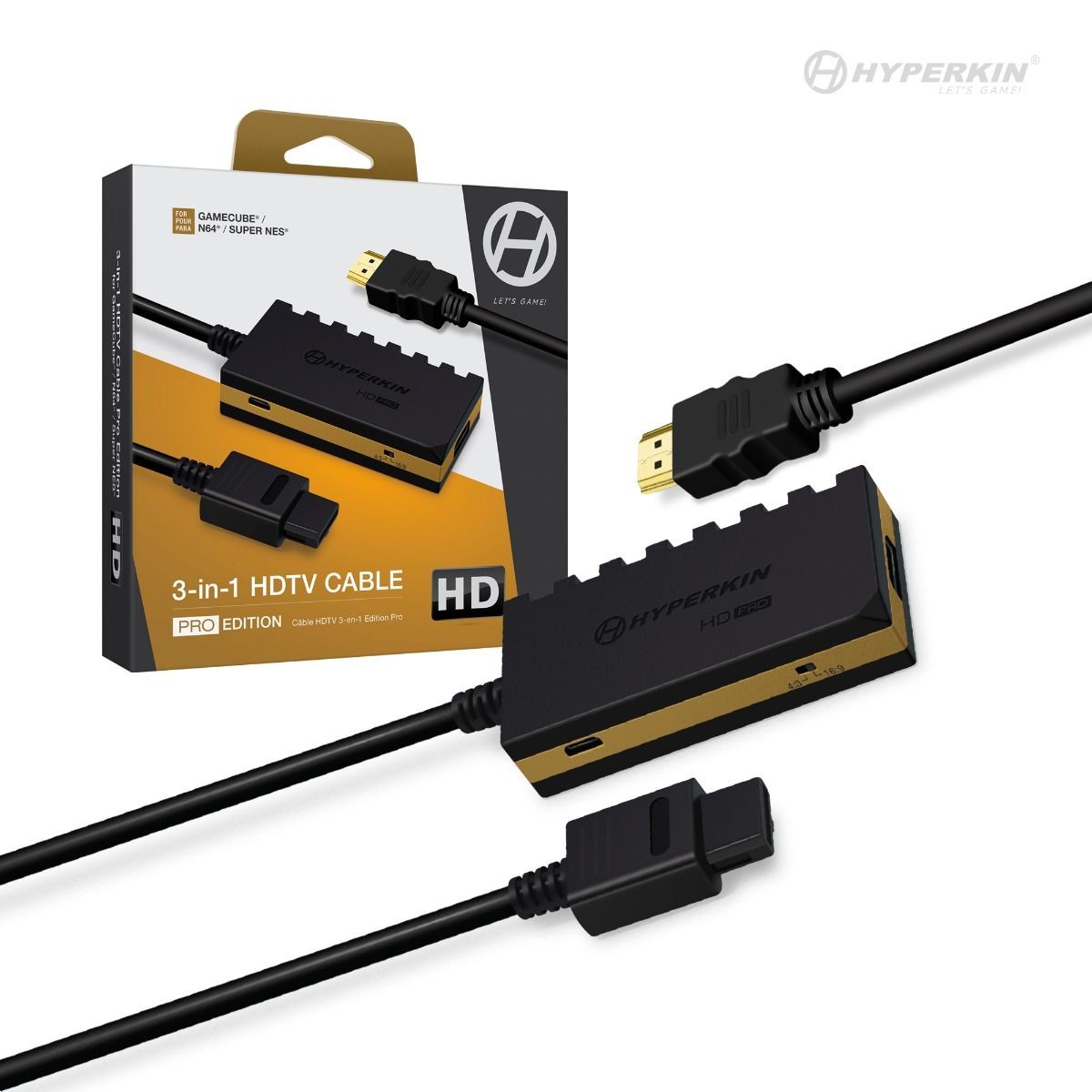3-In-1 720p HDTV Cable HD Pro Edition W/ 4 Visual Modes for SNES GC N64 to HD TV