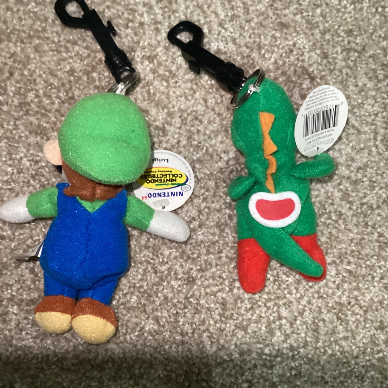 Luigi Yoshi Nintendo 64 N64 Plush Keychain w/ Clip Figure BD&A w/ Tag