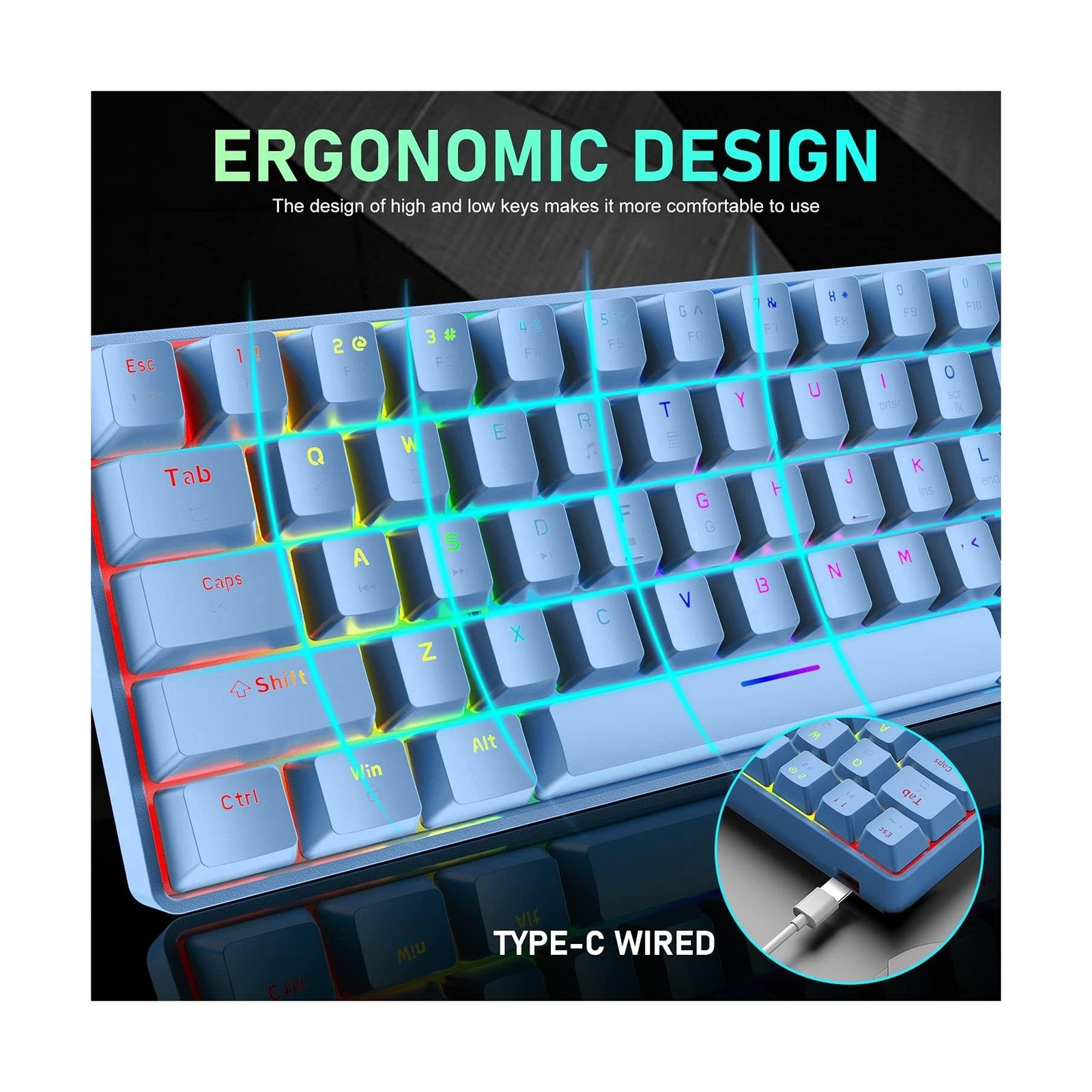 65% Wired Gaming Mechanical Keyboard and Mouse Combo, Mini 68 K… FAST USA SHIP