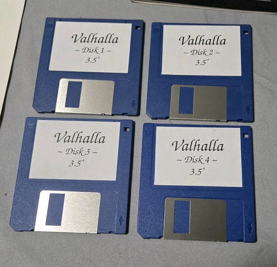 Rare Valhalla Big Box PC 3.5″ Floppy Disks 1992 Optyk Retro RPG Complete HTF OOP