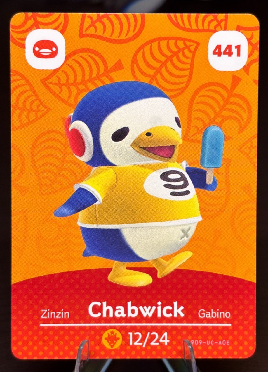 Chabwick Amiibo Card 441 Animal Crossing Series 5 Nintendo Switch Authentic