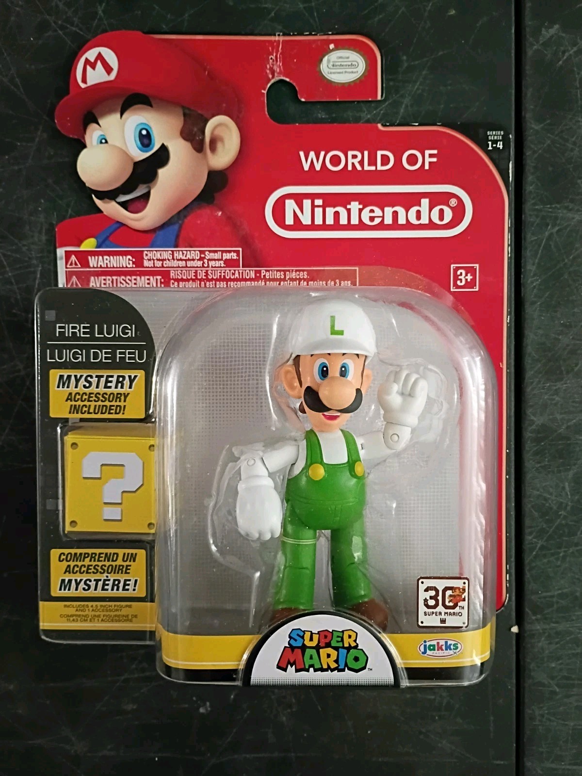 *FREE SHIP* 4″ FIRE LUIGI + SUPER MARIO Red World of Nintendo Jakks Pacific