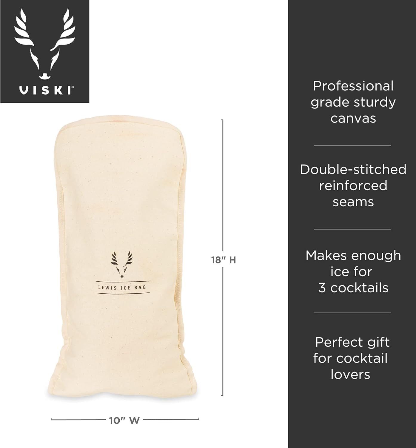 Bartender’S Lewis Ice Bag – Extra Large Professional Grade Canvas Ice Crushing B