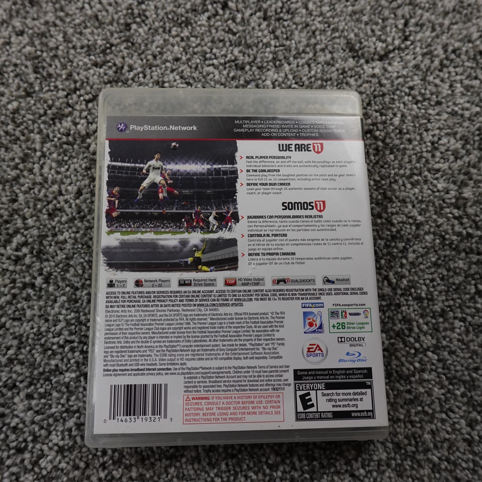 Fifa Soccer 11 Sony PS3 Play Station 3 Game Disc Box Manual Football Futbol EA