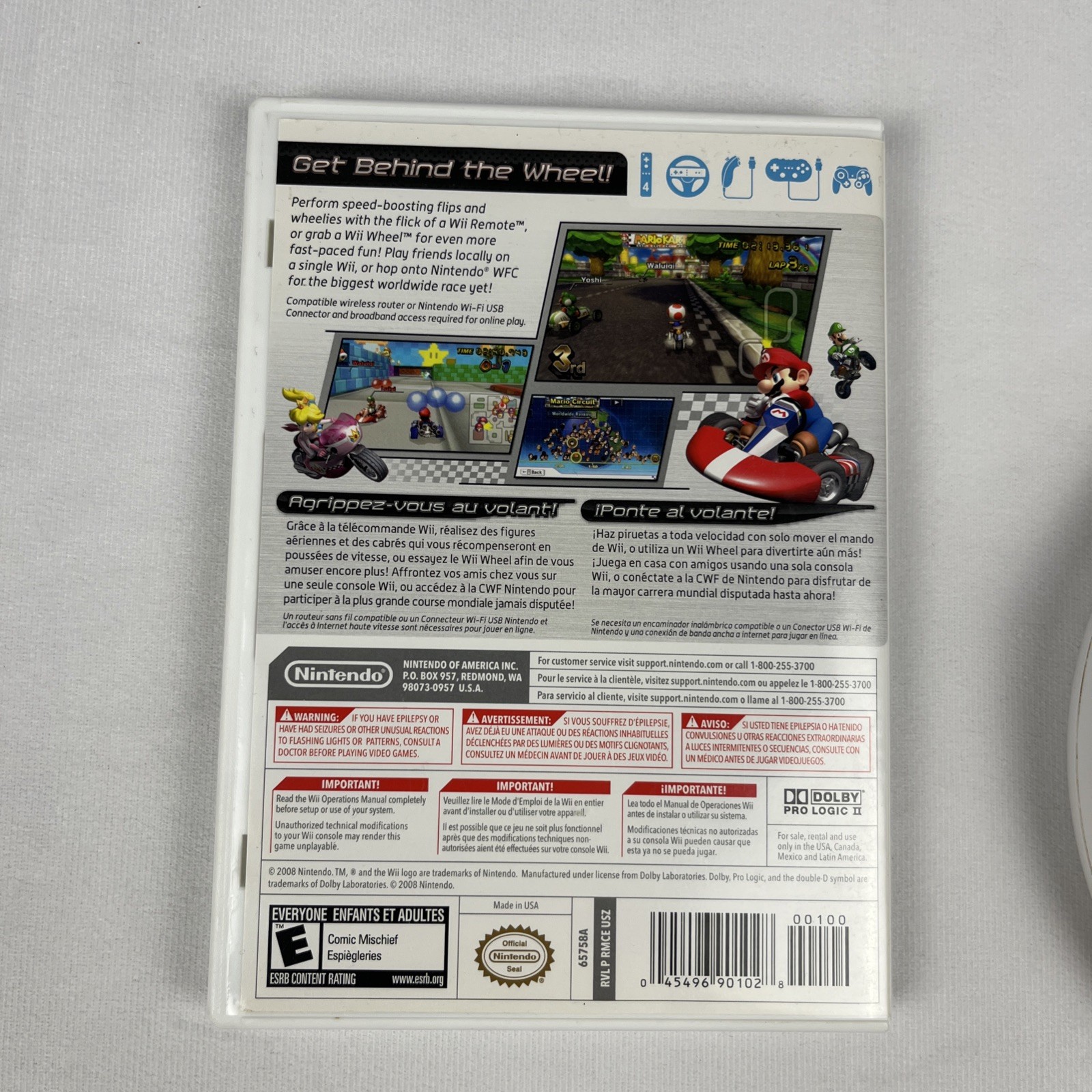 Mario Kart Wii (Nintendo, 2008) w/ 1 Racing Wheel Tested and Working OEM