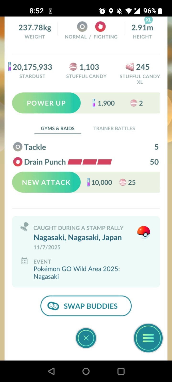 Pokemon Trade Go – Shiny Bewear | Red Ball Catch – Nagasaki Background