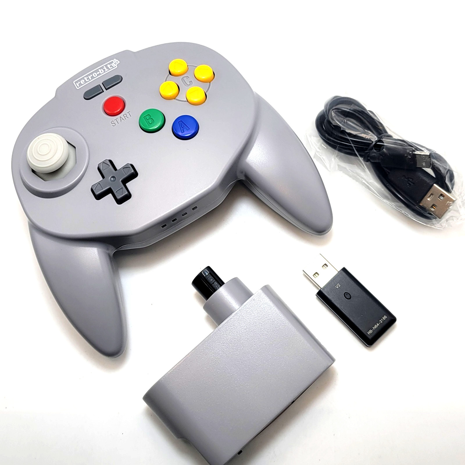Tribute64 2.4GHz Wireless Controller for N64, Switch, and USB – Classic Gray
