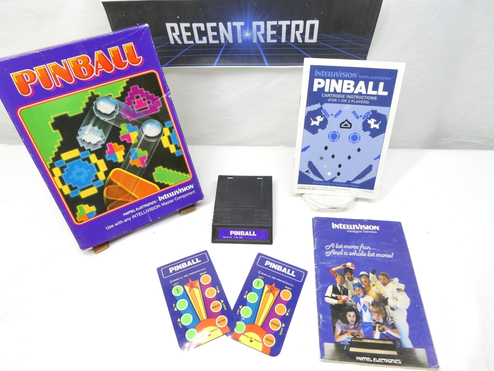Pinball (Intellivision, 1982) Complete with Overlays and cat. Tested and working