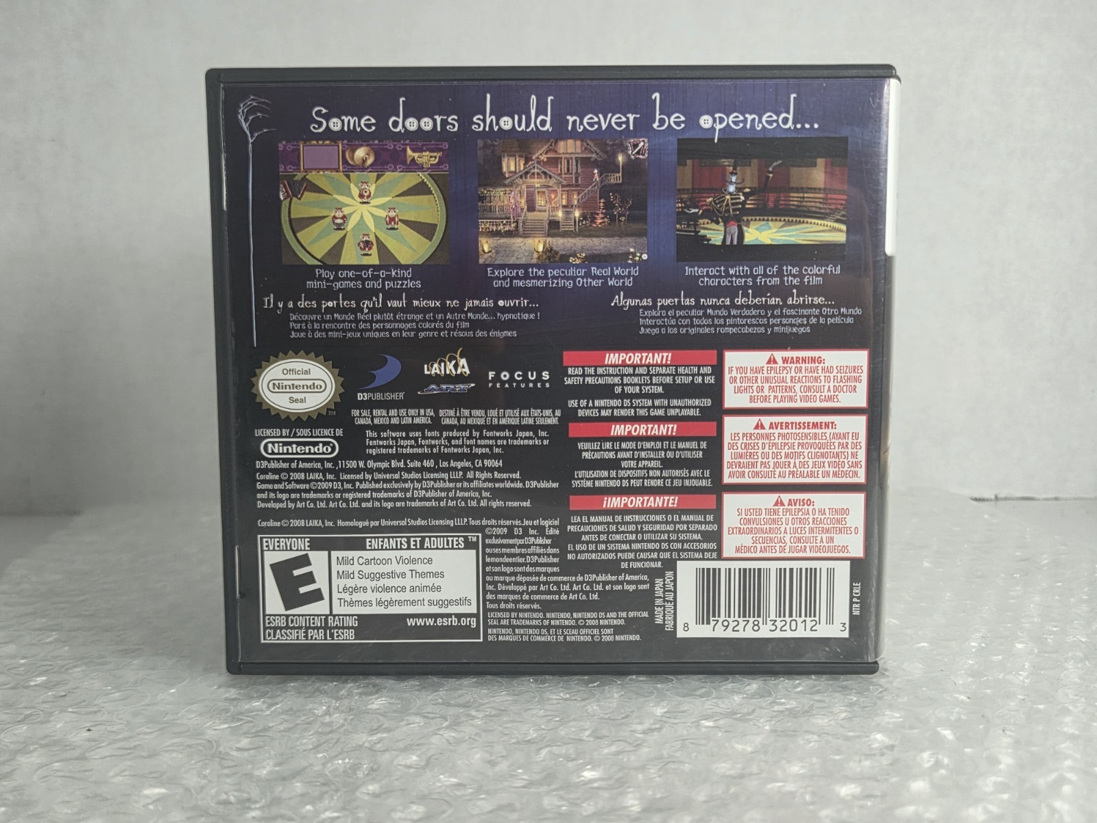 Coraline Bintendo DS 3DS 2DS Complete In Box CIB Tested D3 Publisher OEM 2008