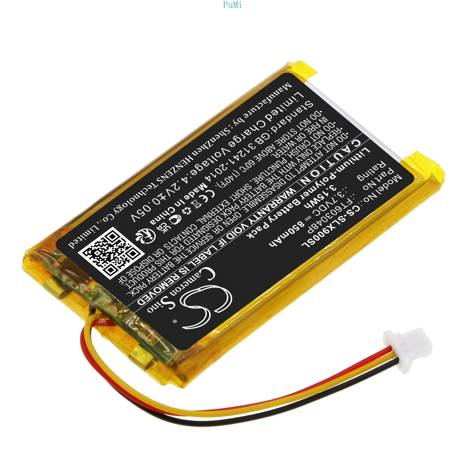 Cameronsino 3.7V 850Mah Replacement Wireless Headset Battery FT603048P for Steel