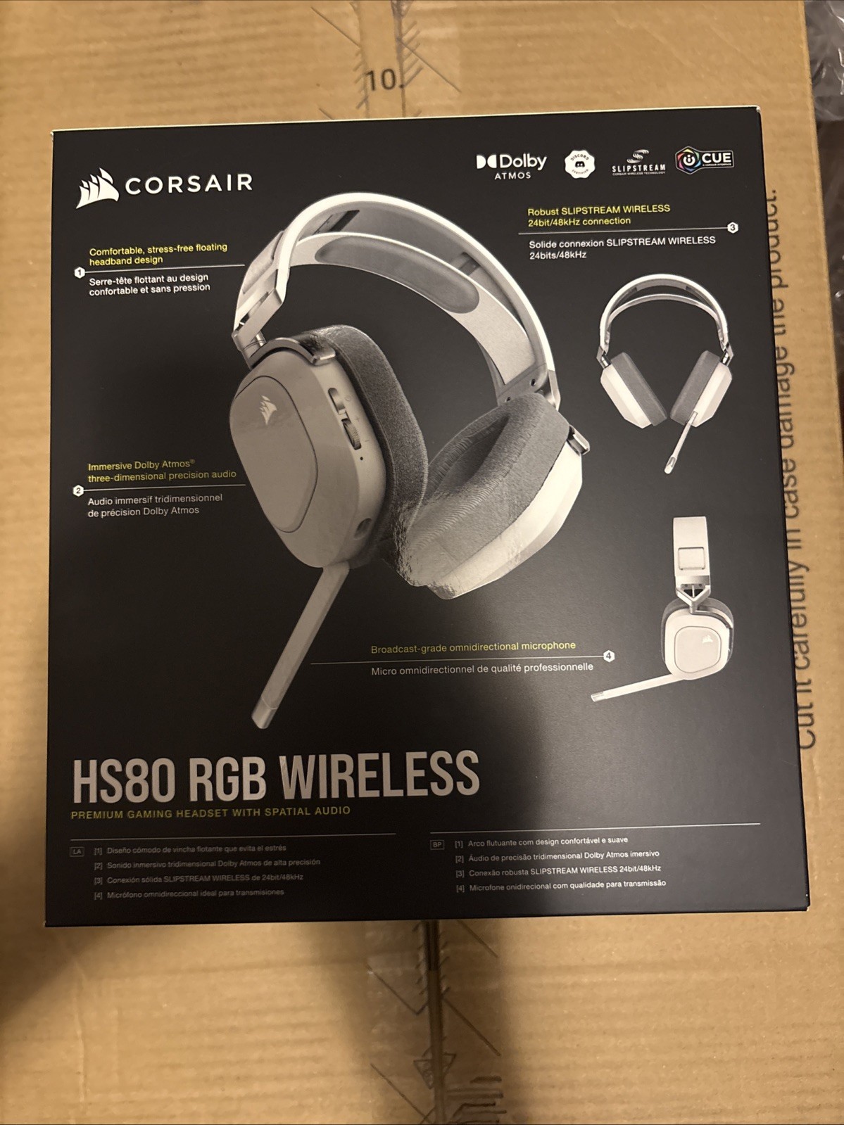 Corsair HS80 RGB Wireless Gaming Headset White Surround Sound RGB Lighting