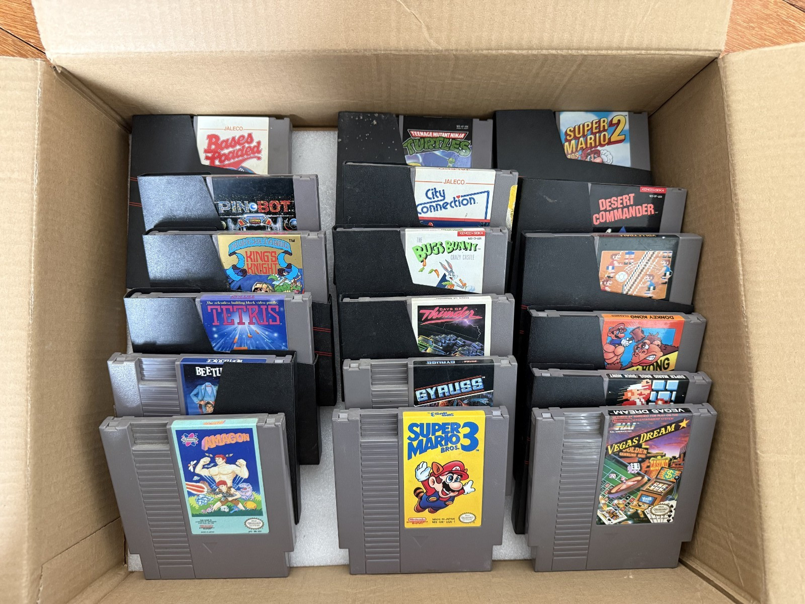 Lot of 18 NES Games including Beetlejuice, Donkey Kong, Super Mario