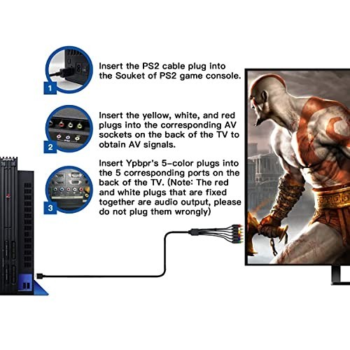 6ft Ypbpr Component + RCA Composite Video Cable for PS1/PS2/PS3 – 2-in-1 High Qu