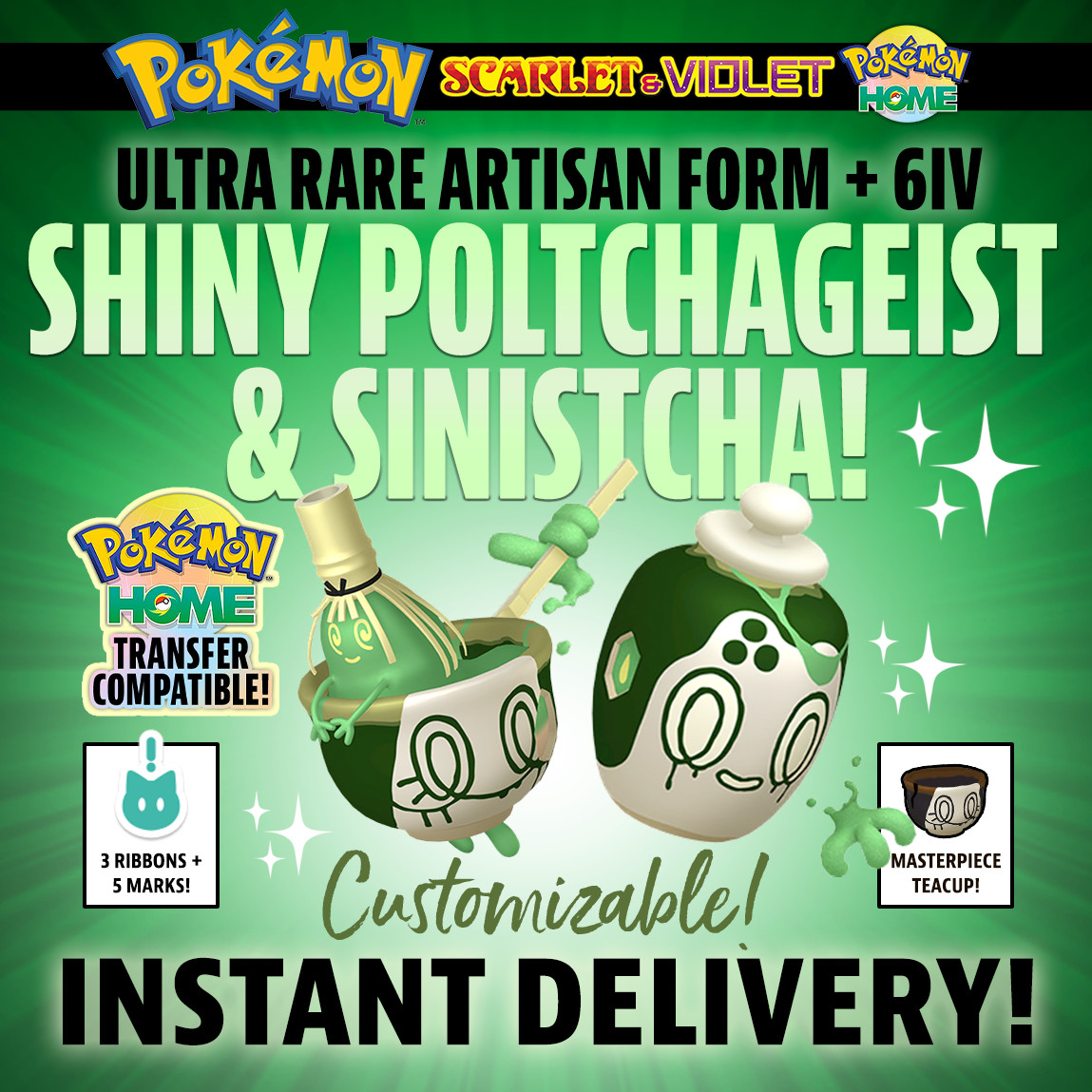 ✨ SHINY ARTISAN POLTCHAGEIST / SINISTCHA AUTHENTIC ✨ Pokemon Scarlet & Violet! ✨