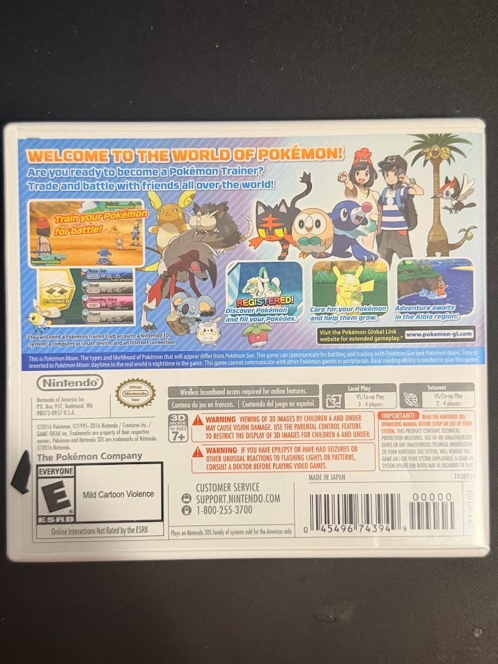 Nintendo Pokémon Moon Nintendo 3DS Game with Case