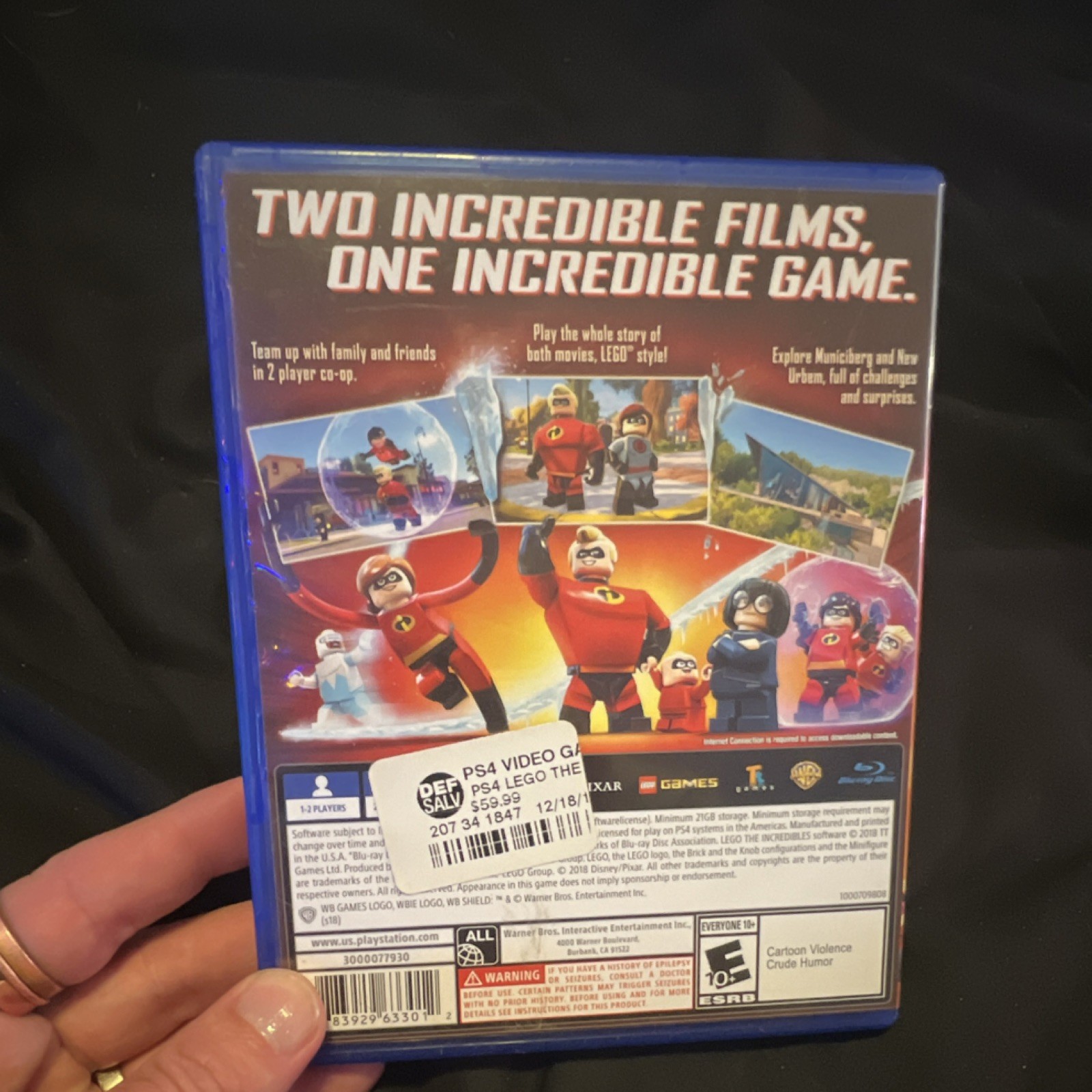 Warner Bros. LEGO The Incredibles PS4 2018 E10+ Action NTSC-U/C Case Manual