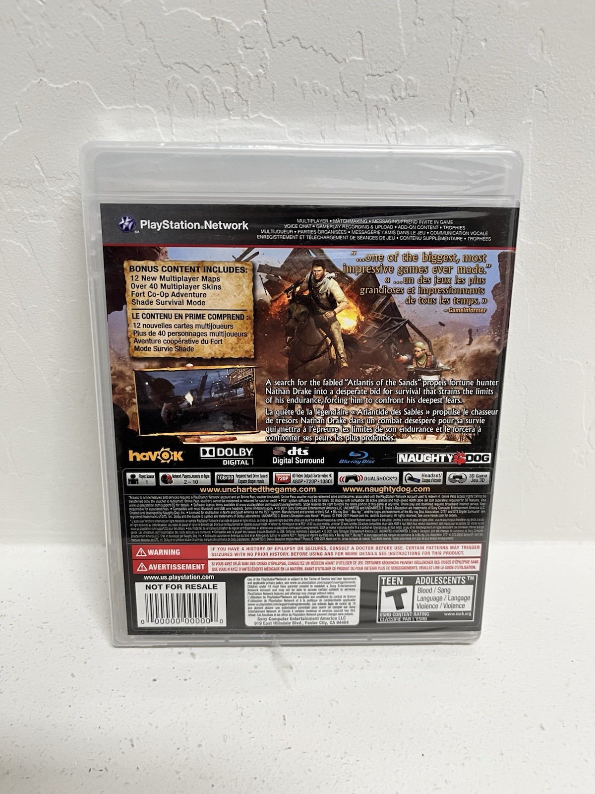 Uncharted 3: Drake’s Deception GOTY Edition PS3 Not For Resale Brand New Sealed