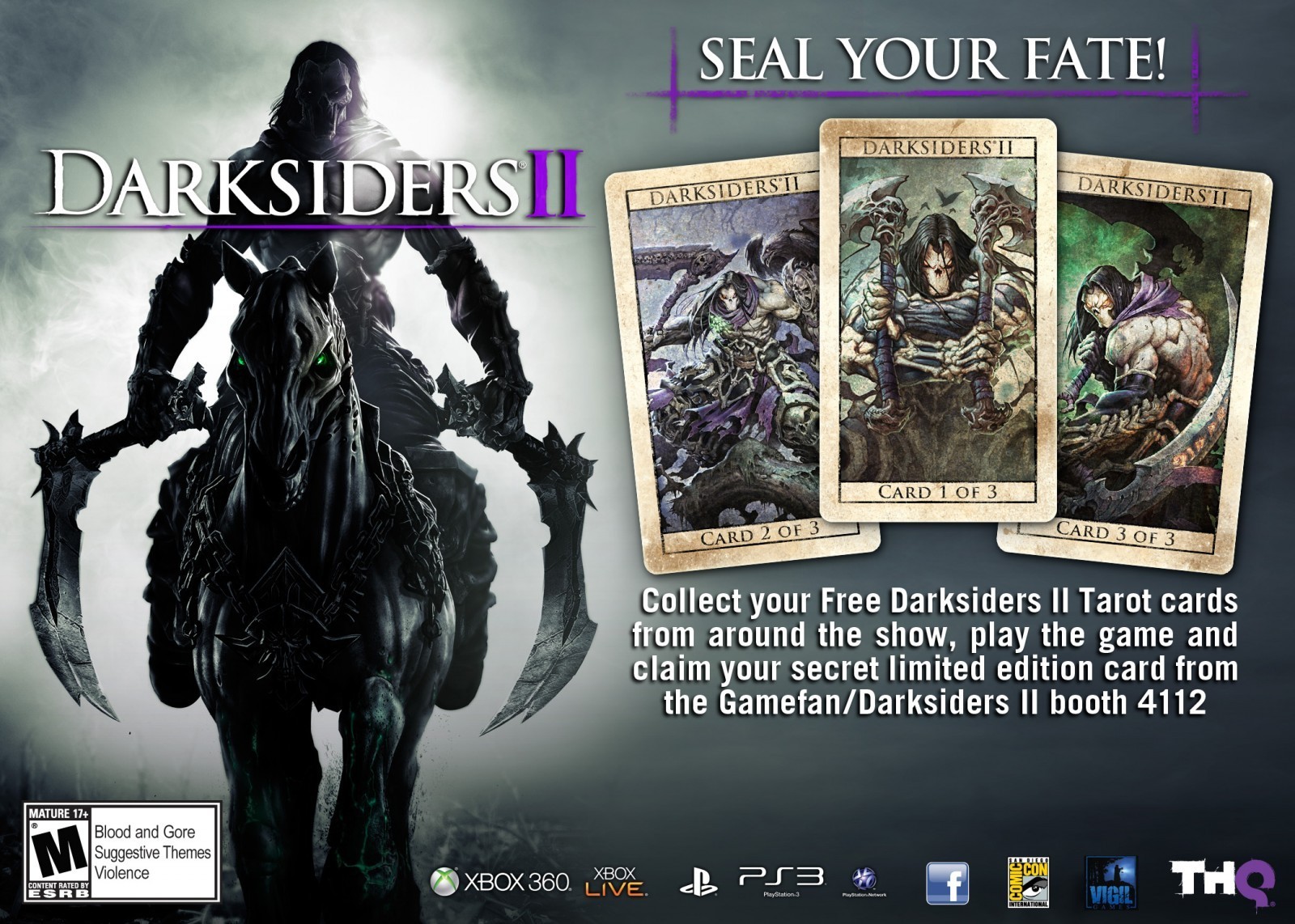 Darksiders II SDCC 2012 Secret Completion Tarot “Card 4 of 3” THQ Promo Rare