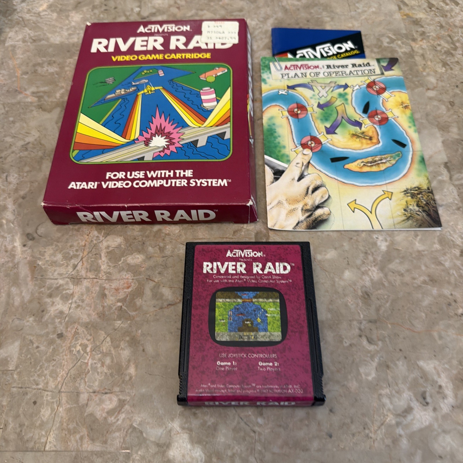 Vintage Atari 2600 RIVER RAID With Box Manual Game Tested