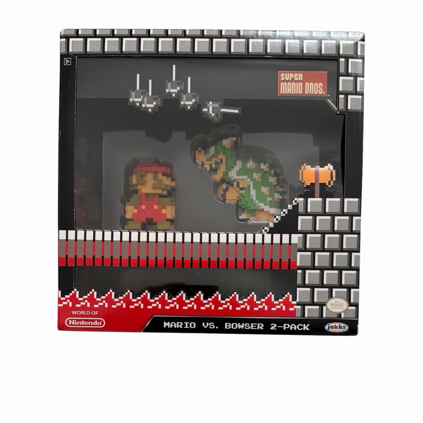 Super Mario Nintendo Mario vs Bowser 8-Bit Pixel Diorama Jakks Pacific Sealed