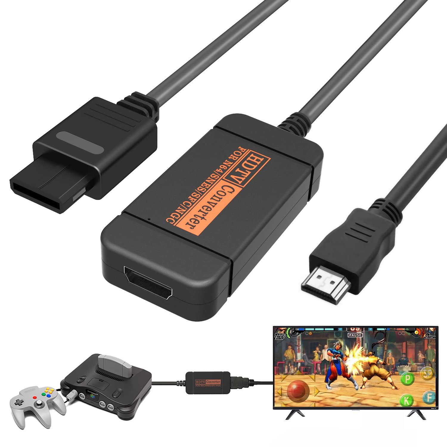 yoxxzus N64 HDMI Adapter, Converter with Cable for Black
