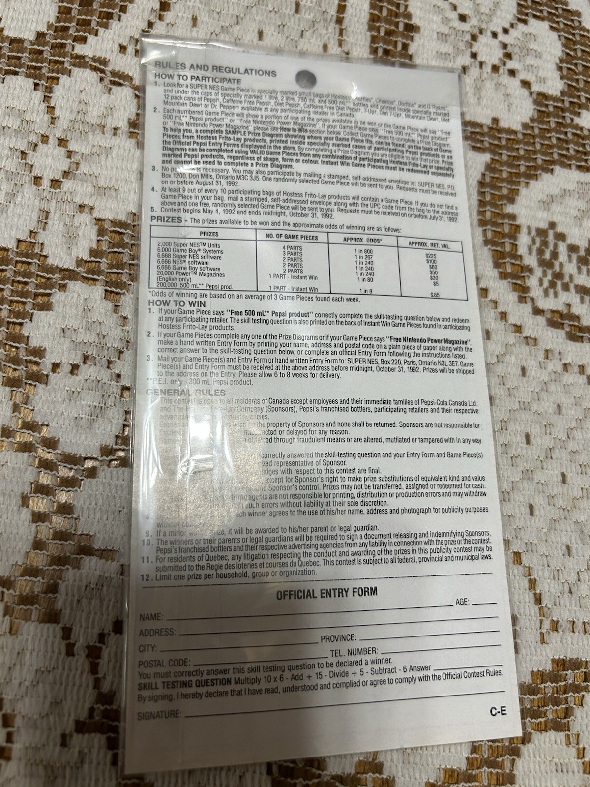 1990s Rare Pepsi , Diet Pepsi , 7up ,super Mario world expired sweepstakes slip
