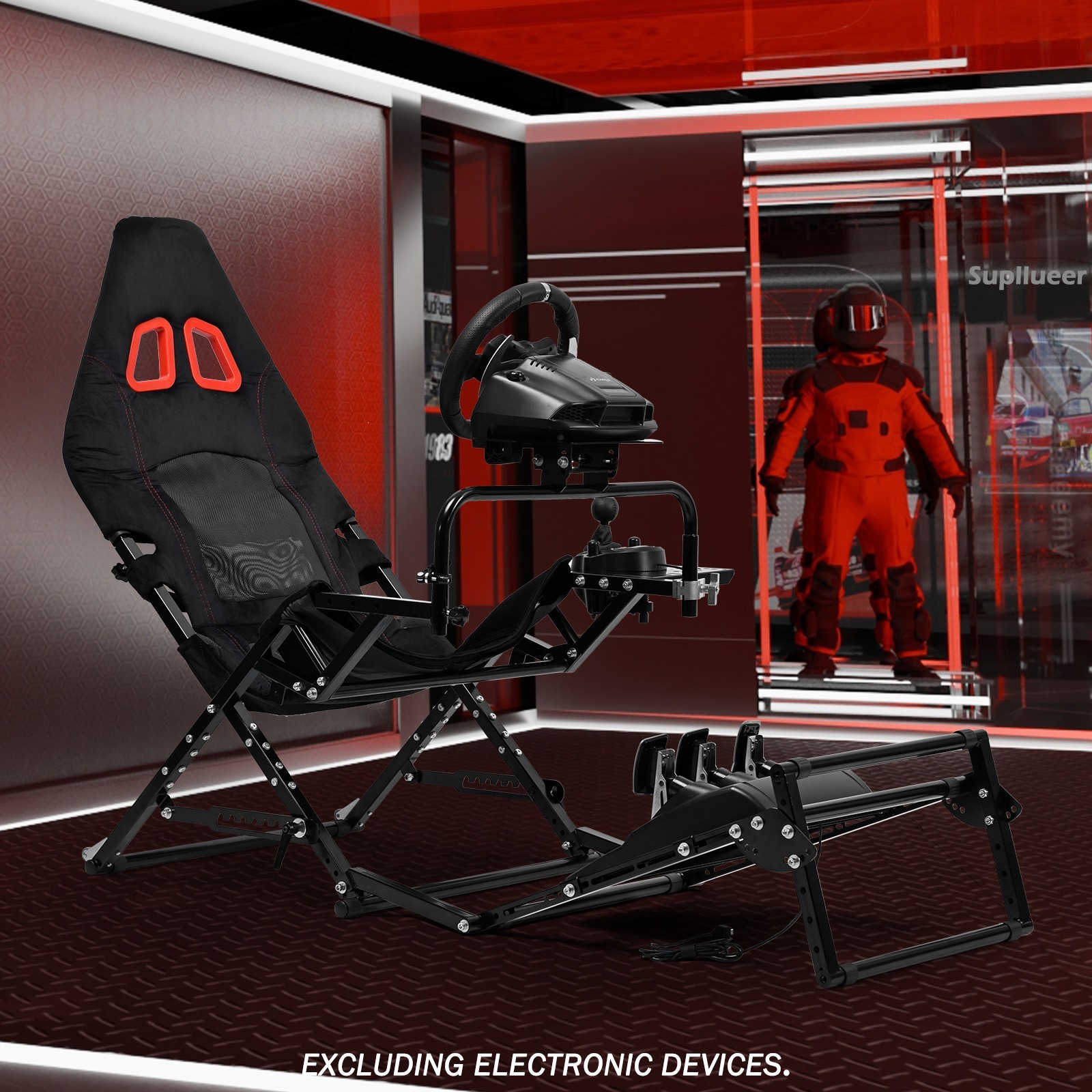 Supllueer Foldable Racing Simulator Cockpit Fits Logitech G923 Moza Thrustmaster