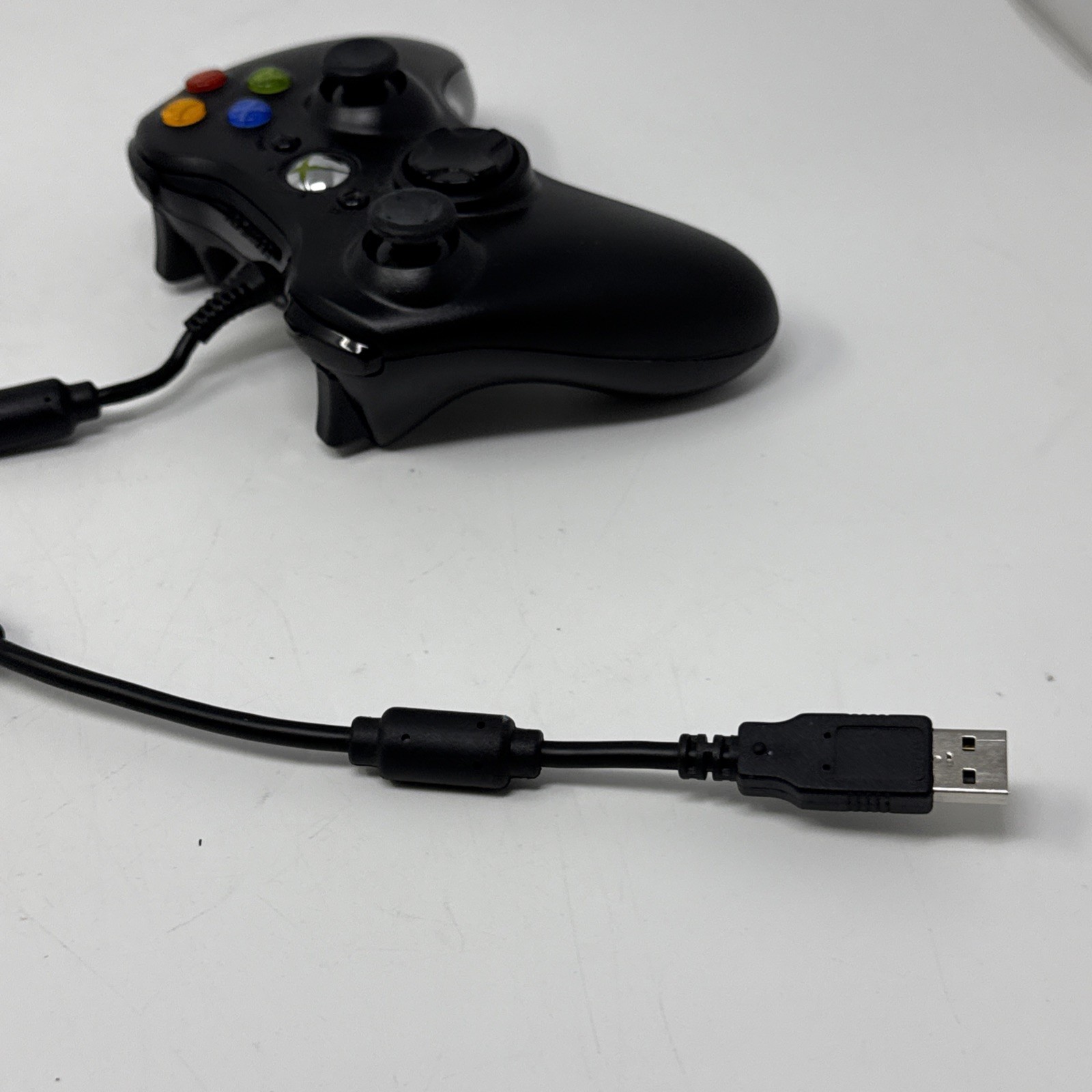 Microsoft Xbox 360 Wired Controller Black OEM With USB Breakaway Cable – Tested