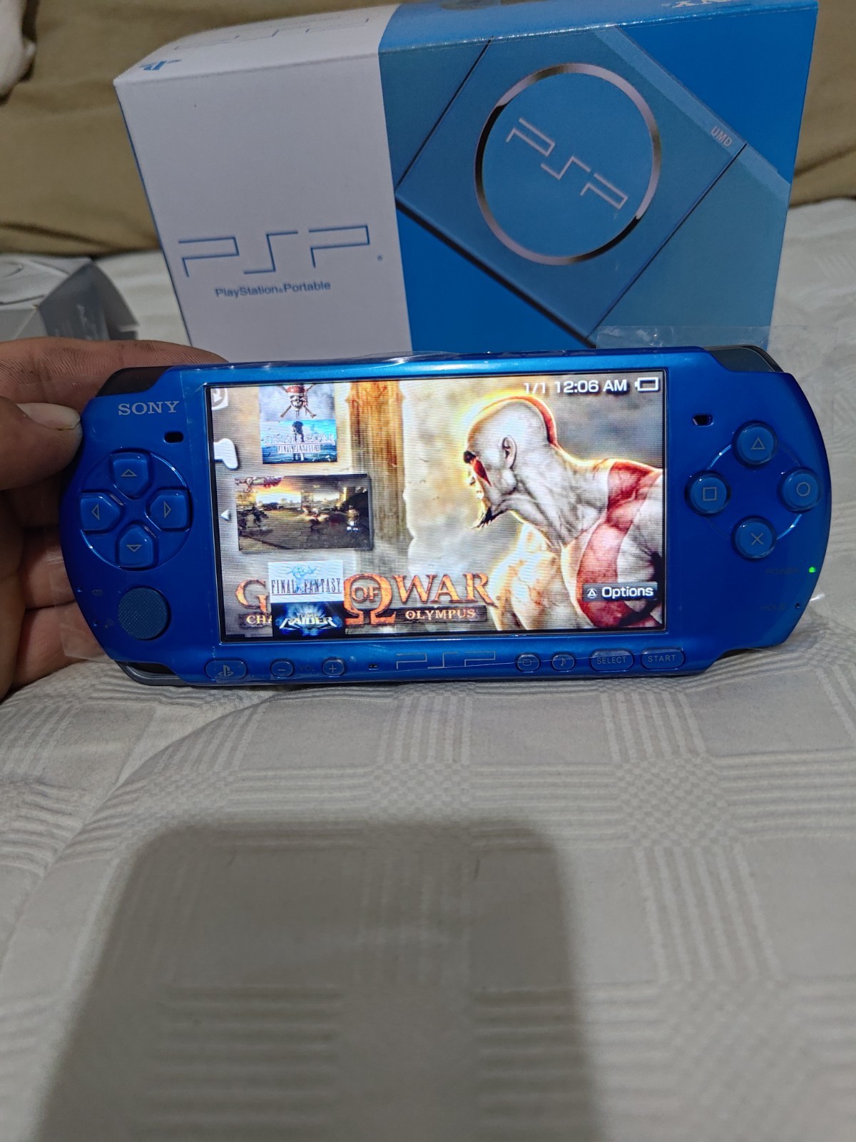 Sony PSP 3000 blue with 32 GB games USB-C adapter tipe c