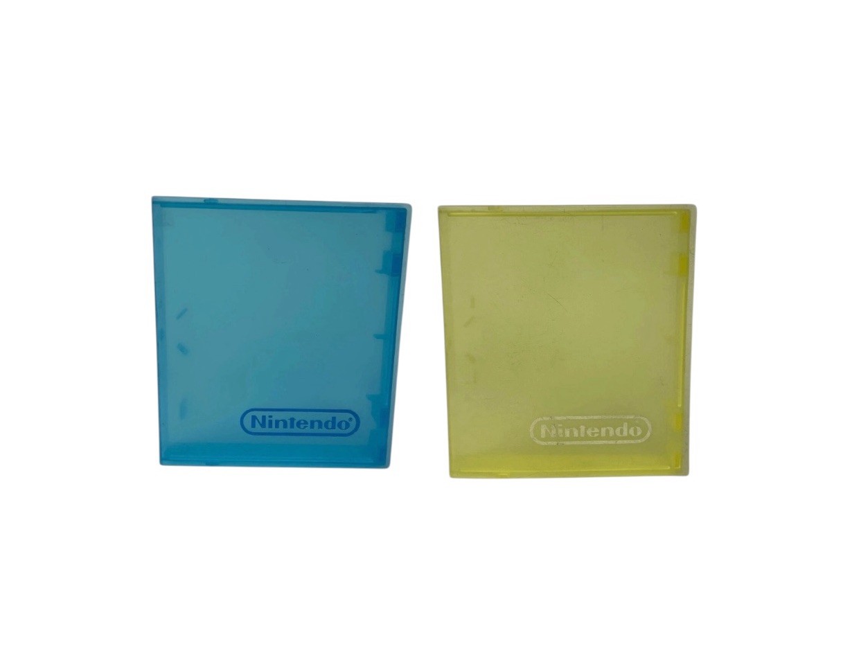 Lot of 2 Vintage Nintendo NES Yellow & Blue Plastic Clear OEM Clamshell Case