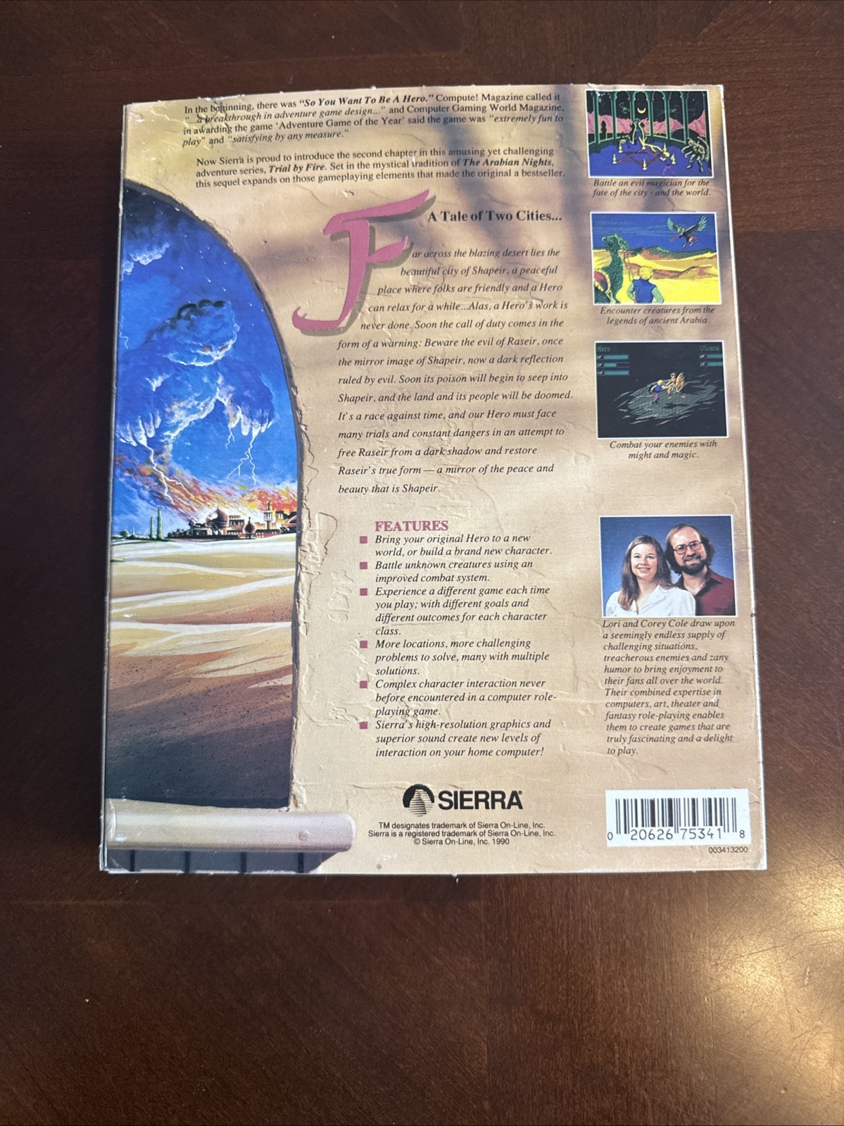 Quest for Glory II: Trial by Fire PC, 1990 3.5″ disks, Complete in Box