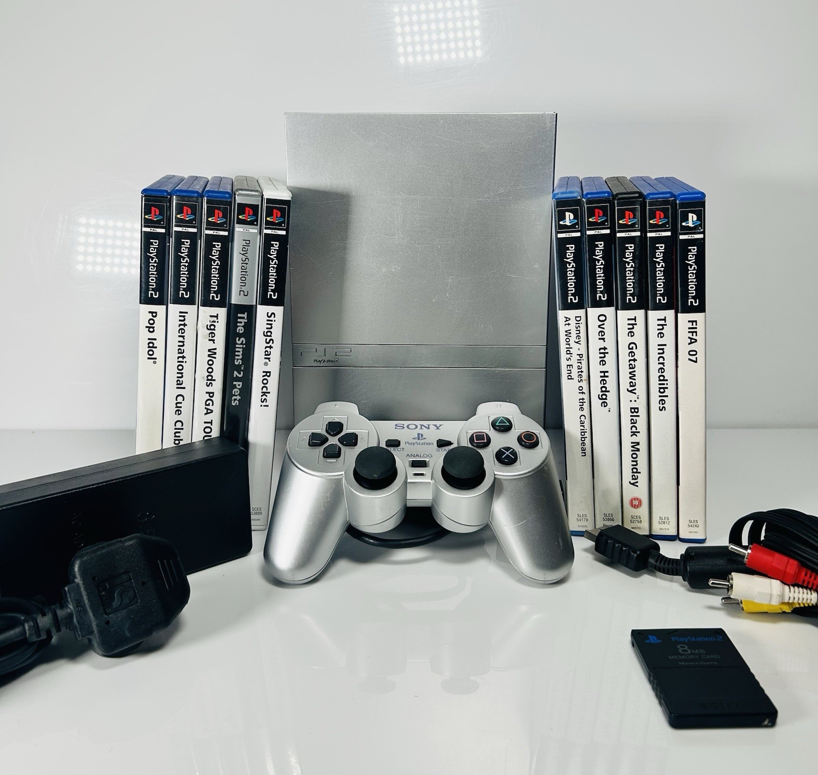 PlayStation 2 SLIM Black Or Silver PS2 + FULL SET UP + 10 Free Games