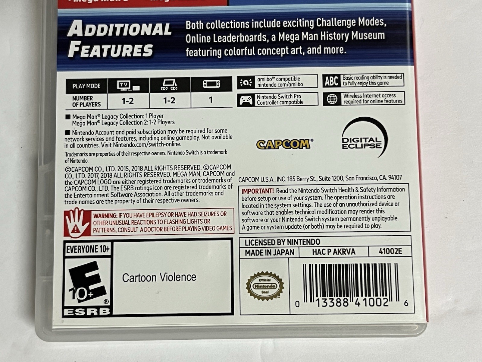 Mega Man Legacy Collection 1 + 2 Nintendo Switch W/Jewel Case Multiplayer TESTED