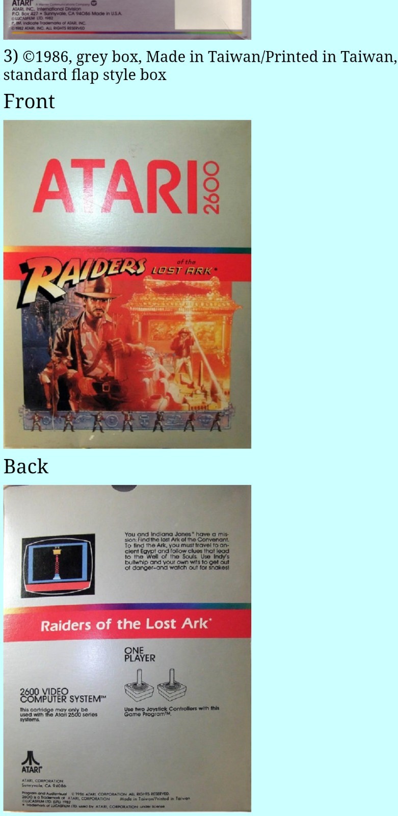 Raiders of the Lost Ark SIX PACK (6) Atari 2600 Silver Box 1982 LAST MADE IN USA