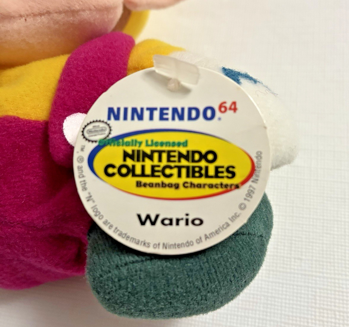Vintage 1997 WARIO Bean Bag – 6″ BD&A Rare Mario Bros. Nintendo 64 Collectible