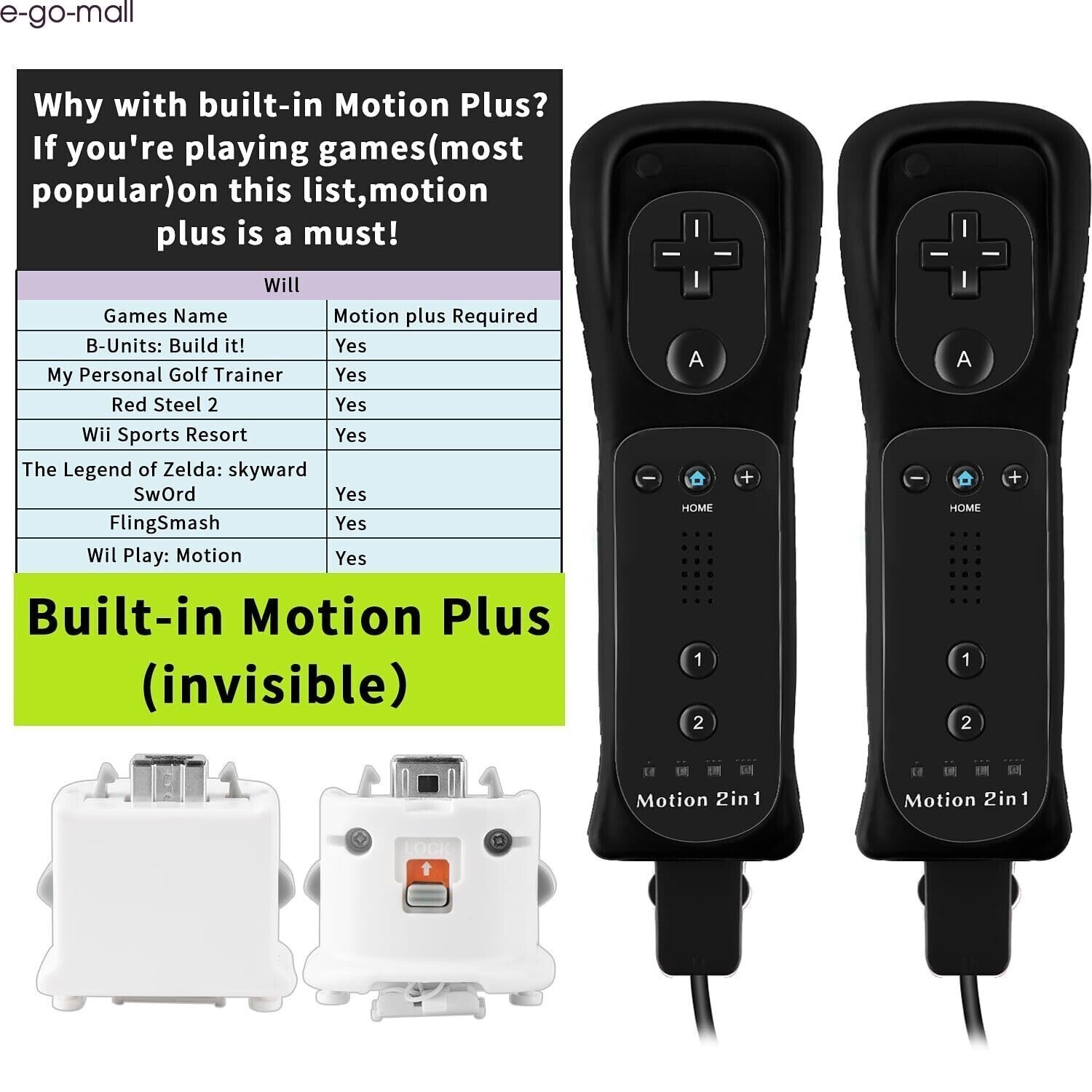 Motion Plus Wii Remote Controller & Nunchuck for Nintendo Wii & Wii U Console
