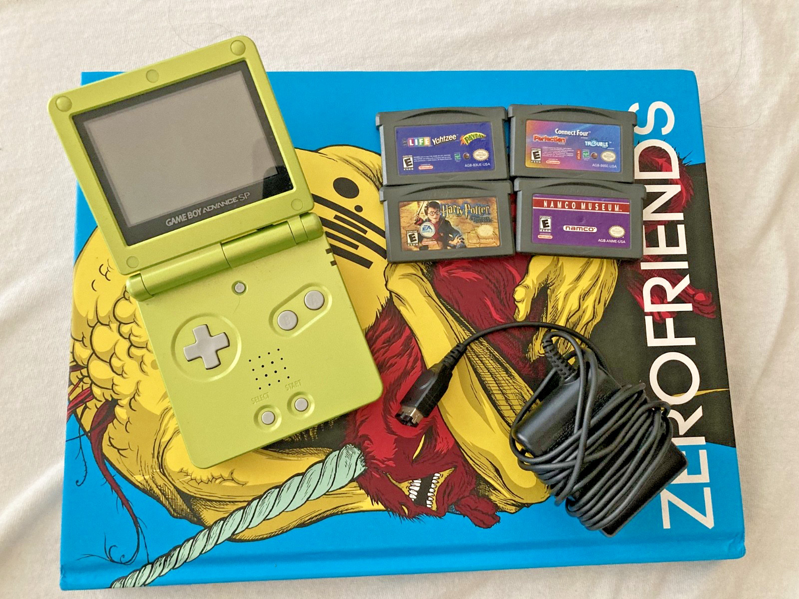 Nintendo Gameboy Advance SP Lime Green AGS-001 Bundle – Tested w/ Charger/Games