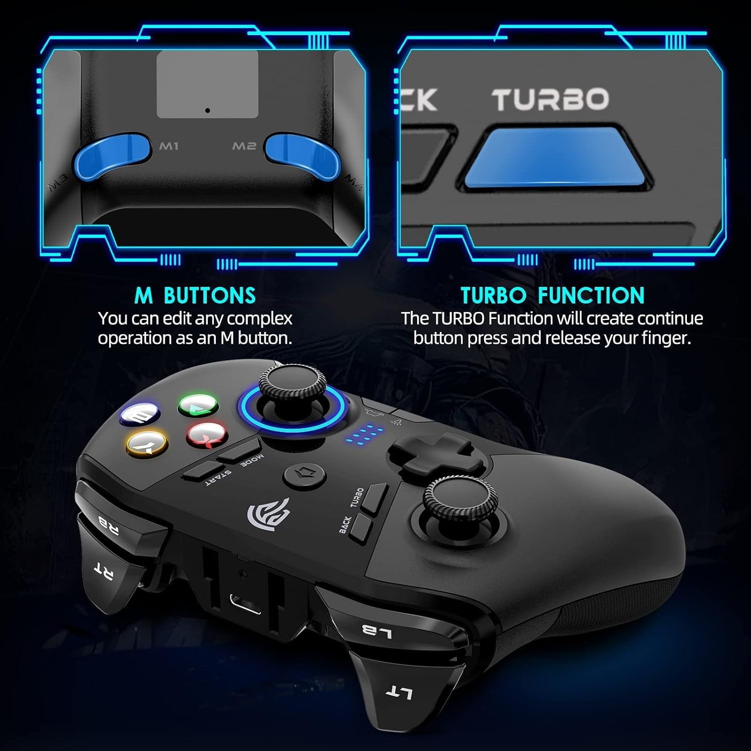 EasySMX ESM-9110 Wireless 2.4Ghz Gaming Controller RGB PC Steam Deck PS3 Android