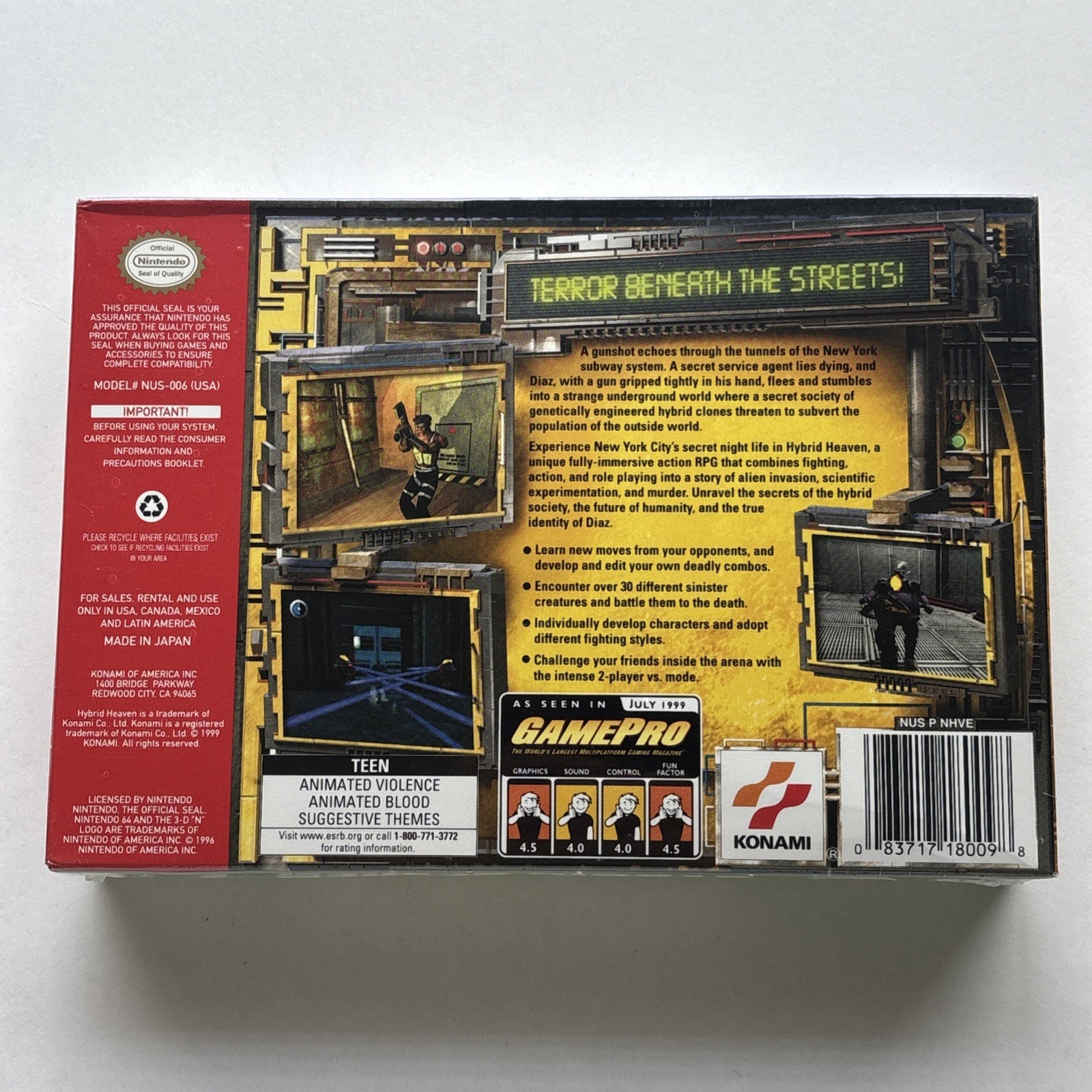 New Hybrid Heaven Nintendo 64 N64 Authentic Factory Sealed Box WATA VGA CGC PSA