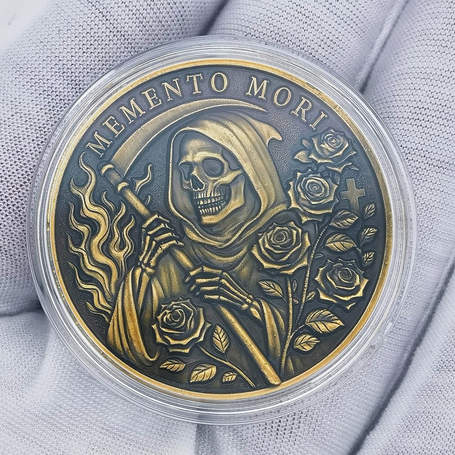 Memento Mori Coin Death Reaper Skull Challenge Coins – 1.57 Inch * 0.12