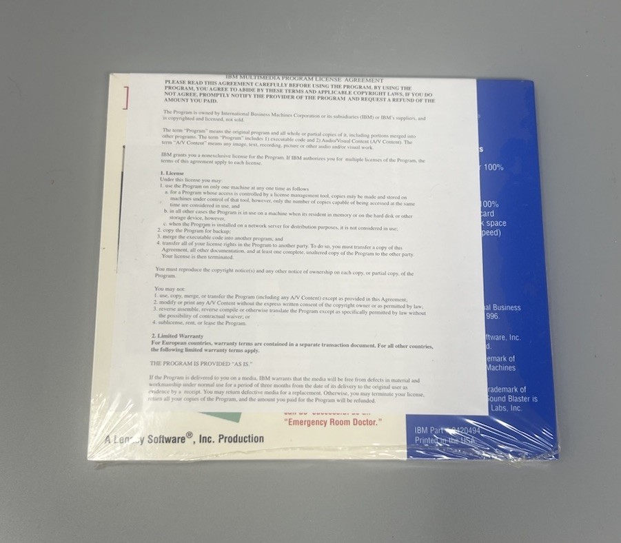 IBM Emergency Room 1995 DOS CD‑ROM PC Game Vintage Medical Simulation NEW SEALED