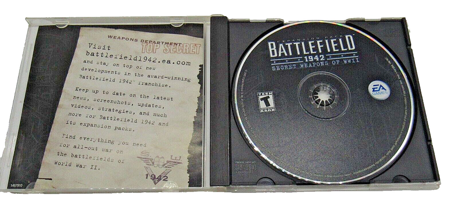 Battlefield 1942: Secret Weapons of WWII (PC, 2003) Expansion Pack with Key