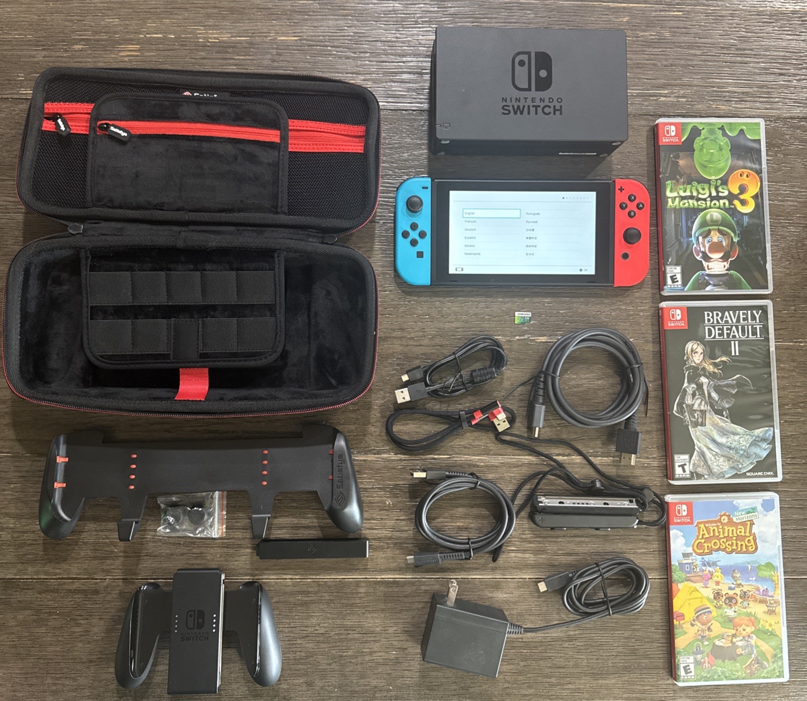 Nintendo Switch Console 1st Gen Bundle 3 Games + Accessories + 256gb SD Card